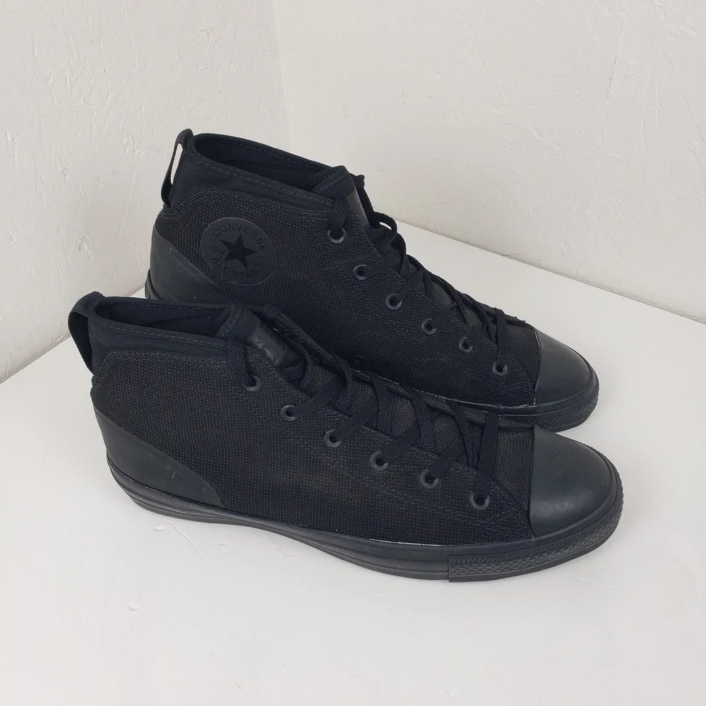 Converse Triple Black Men's 12 Chuck Taylor All Star Syde Street Mid Sneakers - Picture 2 of 10